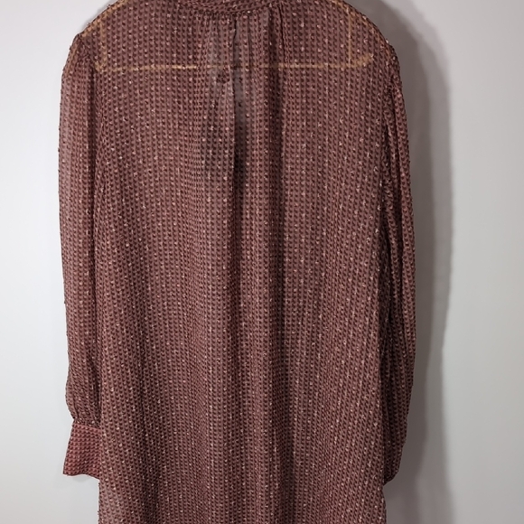 Adrianna Papell | Pink Patterned Textured Sheer Tunic Long Sleeve Top Size XL 1X - Picture 10 of 11
